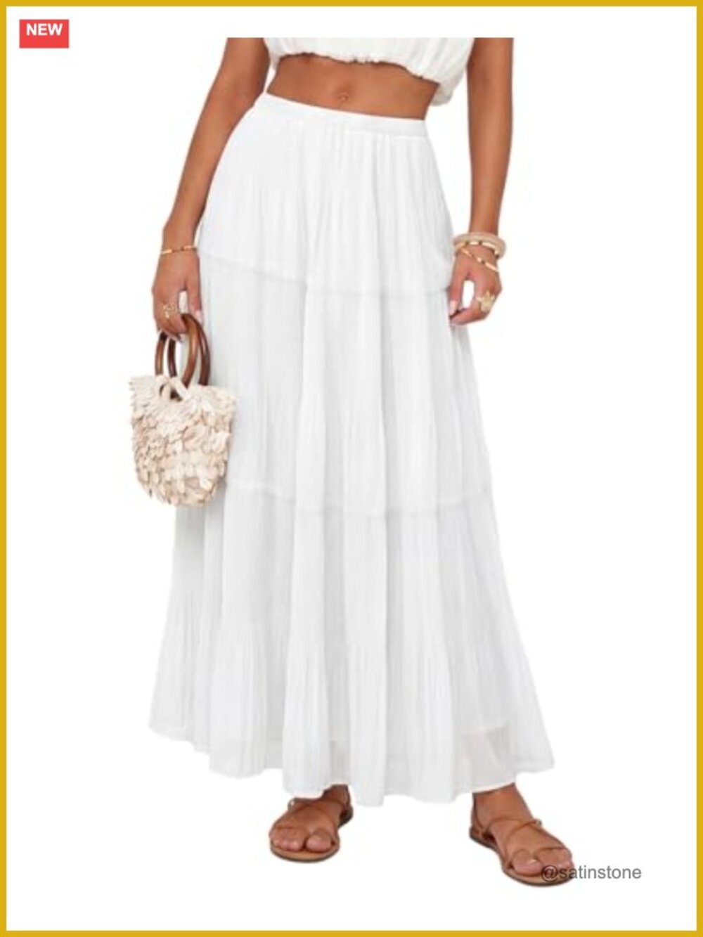 Chiffon Pleated A-Line Maxi Skirt High Waisted Flowy Long